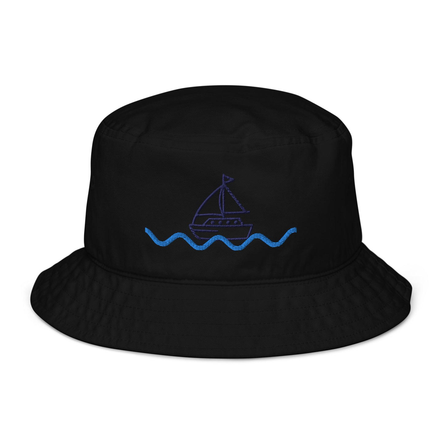 Embroidered Sail Boat Organic bucket hat