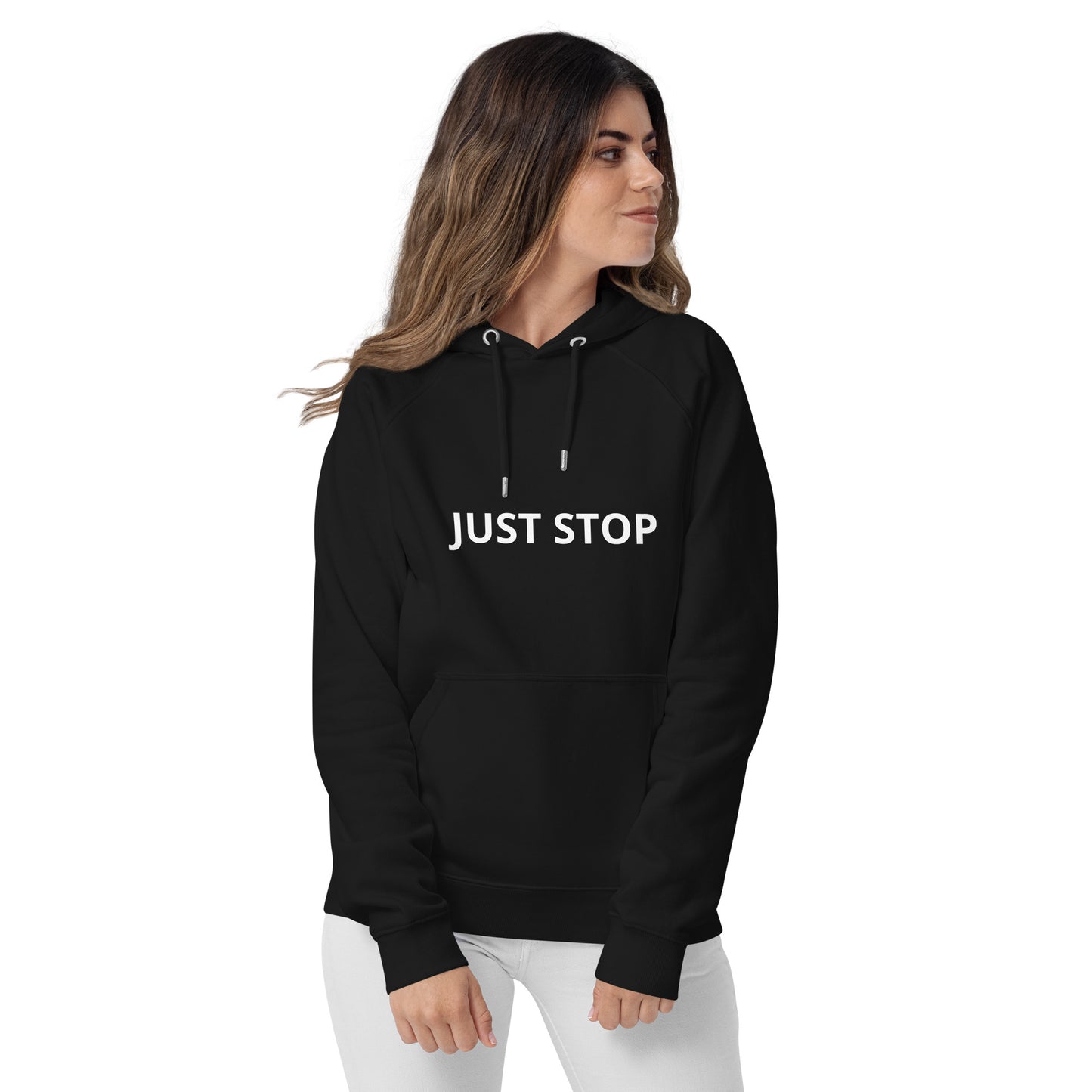 JUST STOP Unisex eco raglan hoodie