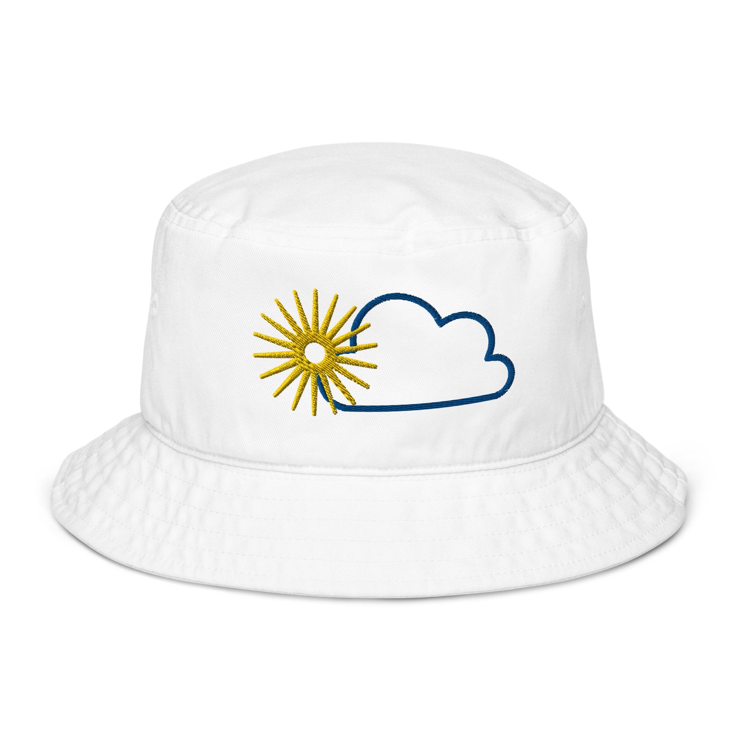 Embroidered Sun and Cloud Organic bucket hat