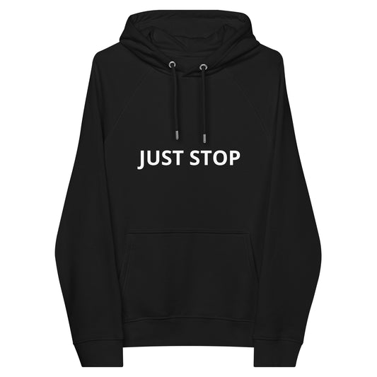 JUST STOP Unisex eco raglan hoodie